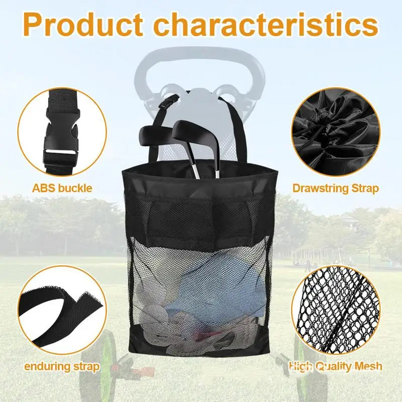 Golf Push Cart Storage Bag Mesh Lightweight Golf Storage Bags For Men Breathable Golf Bag Golf Push Cart Accessories Closure