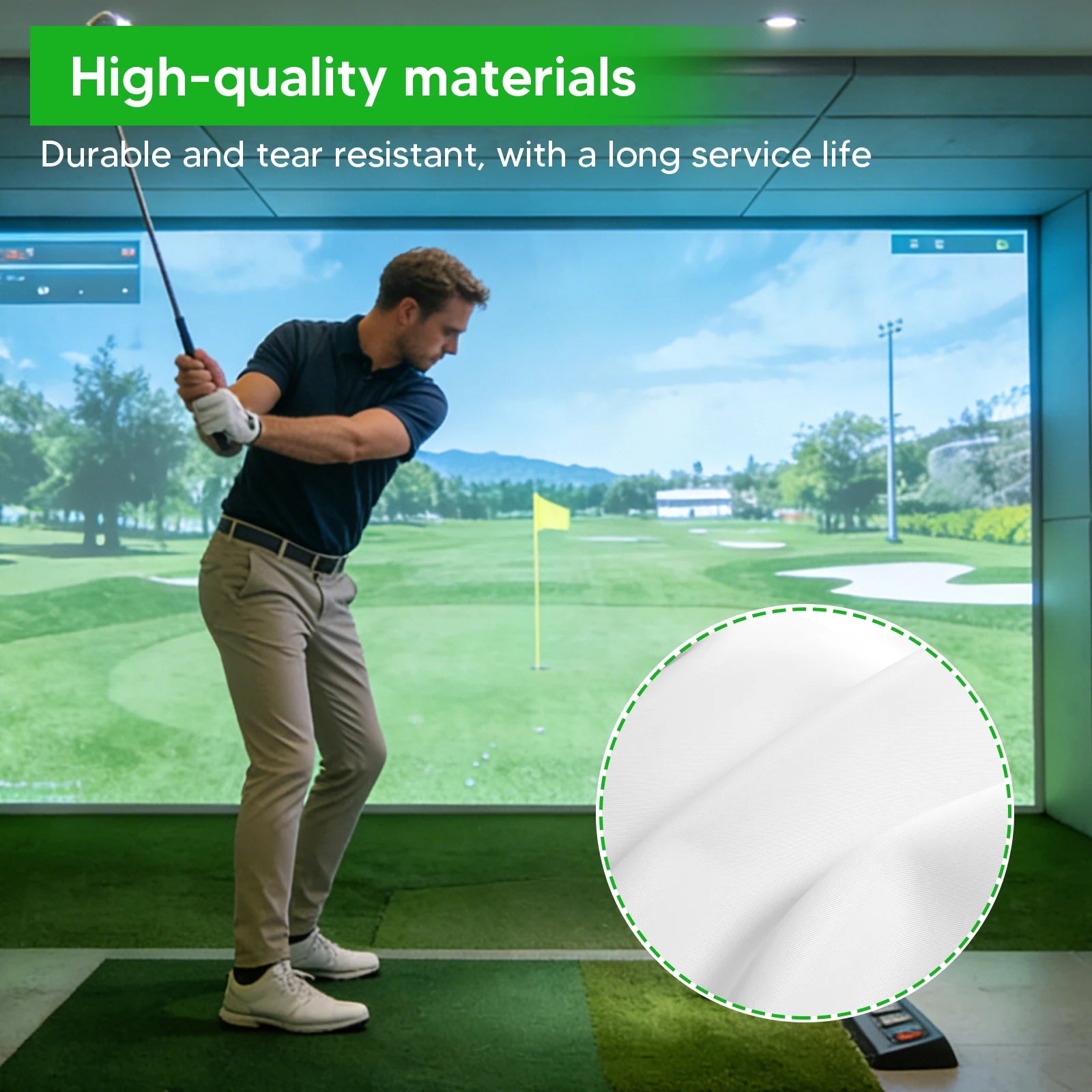 Golf Simulator Impact Screen 9.8x13ft Golf Impact Screen for Indoor/Home/Garage Training Hitting Screens with Grommet Holes
