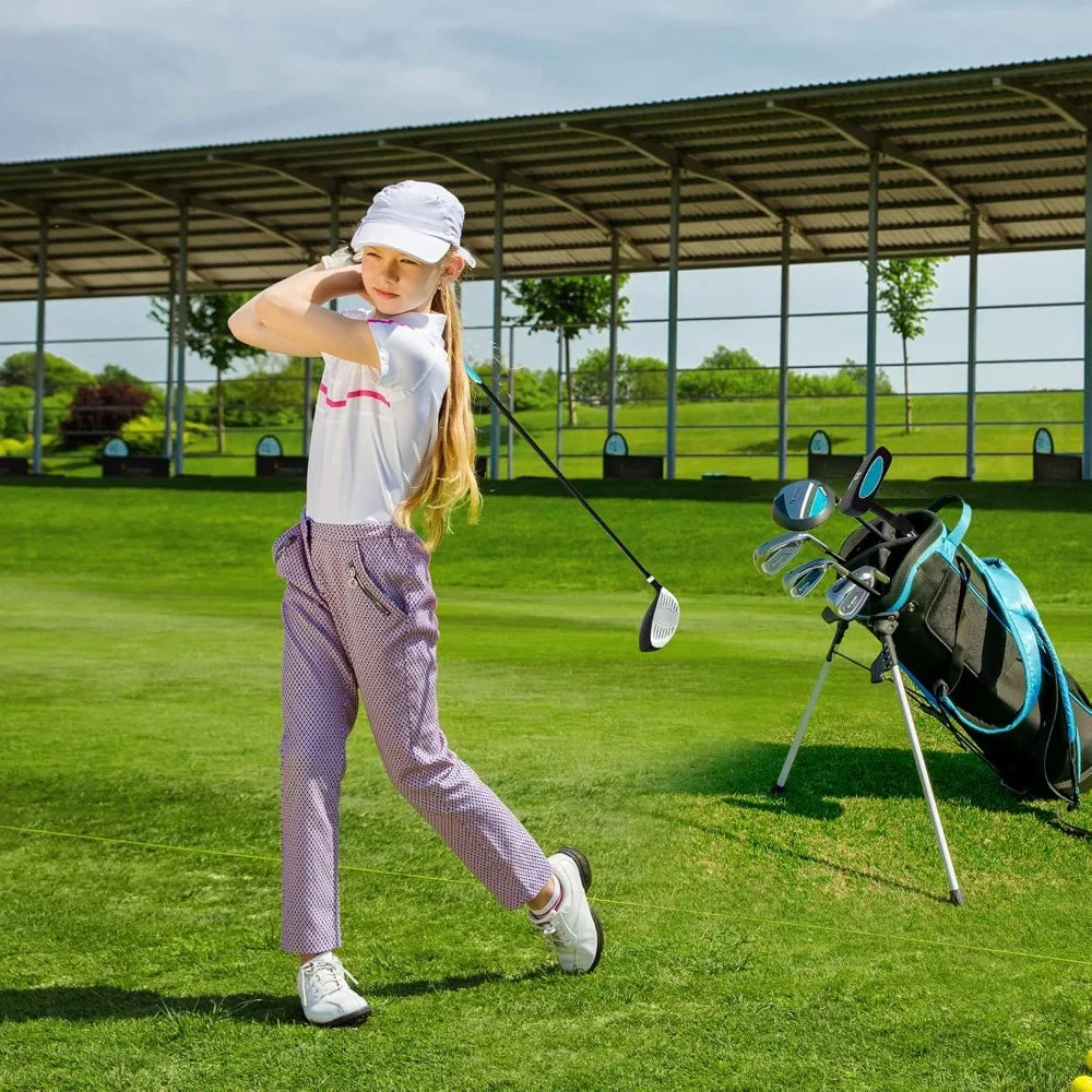 Tangkula 7 Pieces Junior Golf Club Set for Kids Age 11-13 Right Hand, Children’s Golf Clubs Set with #1 Driver &