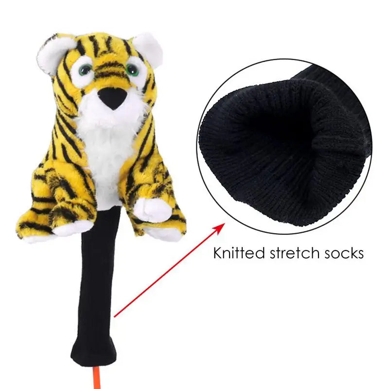 Funny Golf Driver Headcover Cartoon Tiger Head Covers For Golf Clubs Stuffed Golf Club Covers For Woods Functional Golf