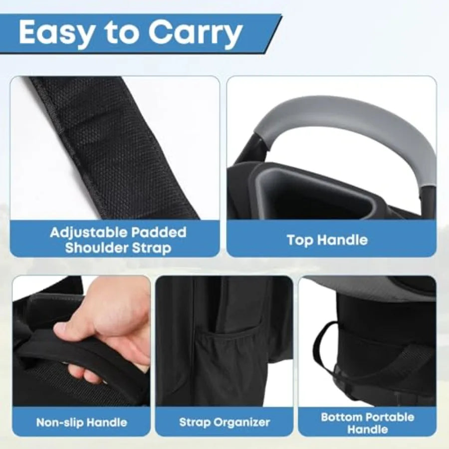 Golf Cart Bag 14-Way Top with Full-Length Dividers 11 Pockets Easy-Access Handle Rain Hood Mini Carry Bag