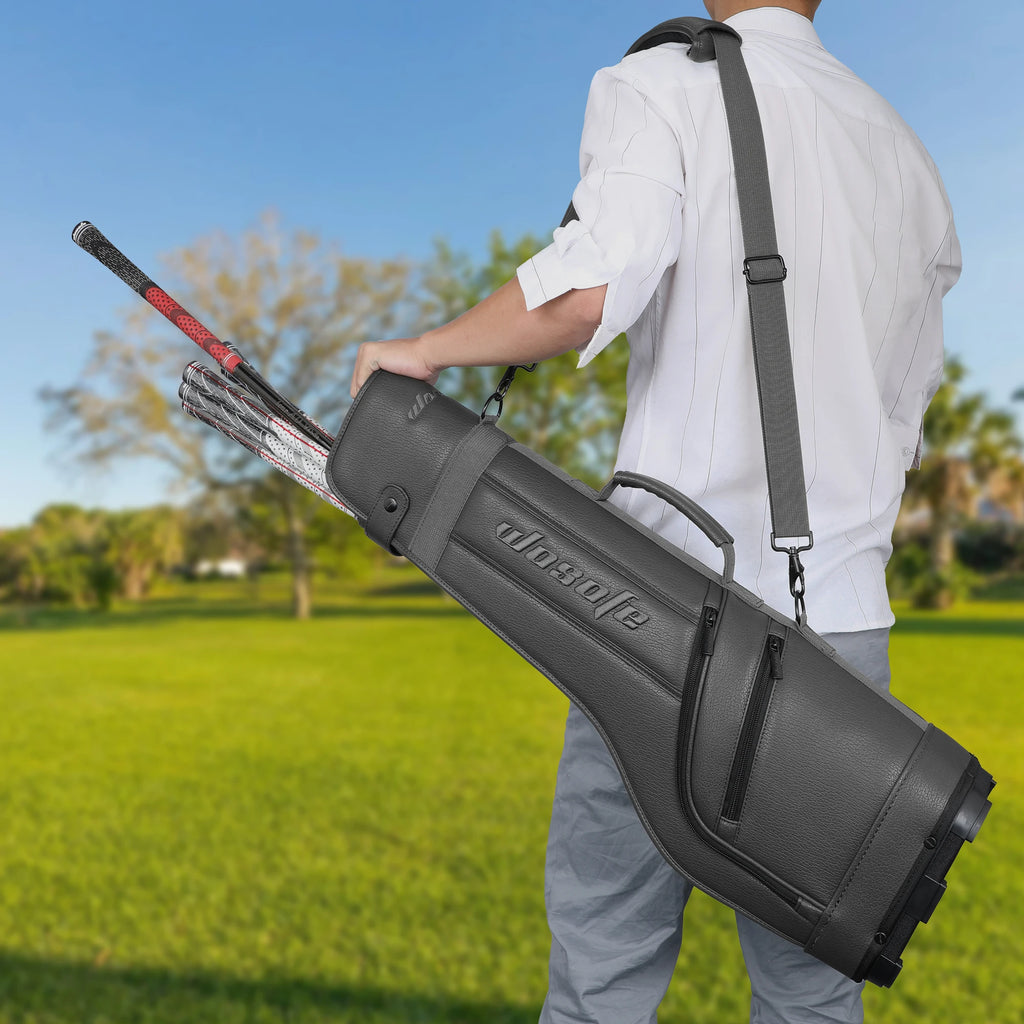 Small Park Golf Carry Bag, PU Women Men Lightweight Par3 Gofl Bag, Holds a Full Set of Clubs for Driving Range Practice with Sho
