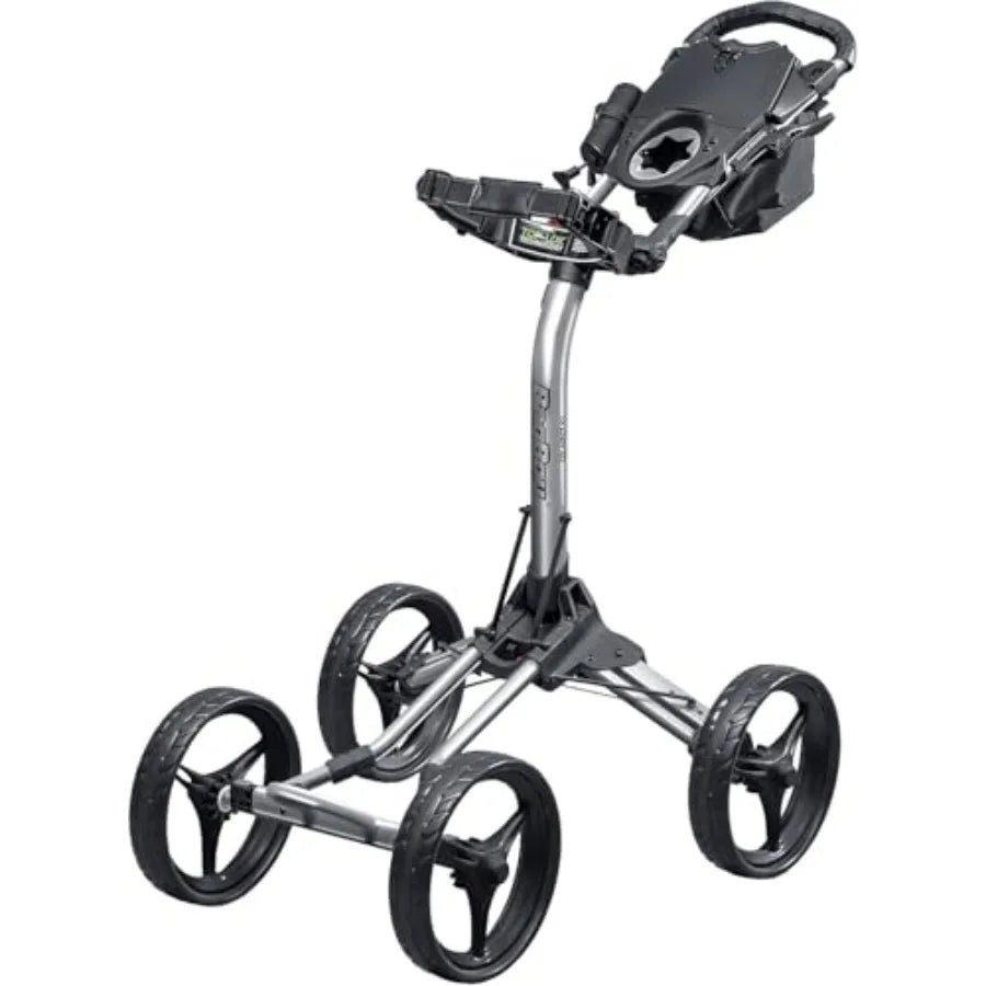 Quad XL Golf Push Cart Black/Silver for Easy Transport and Durable Use