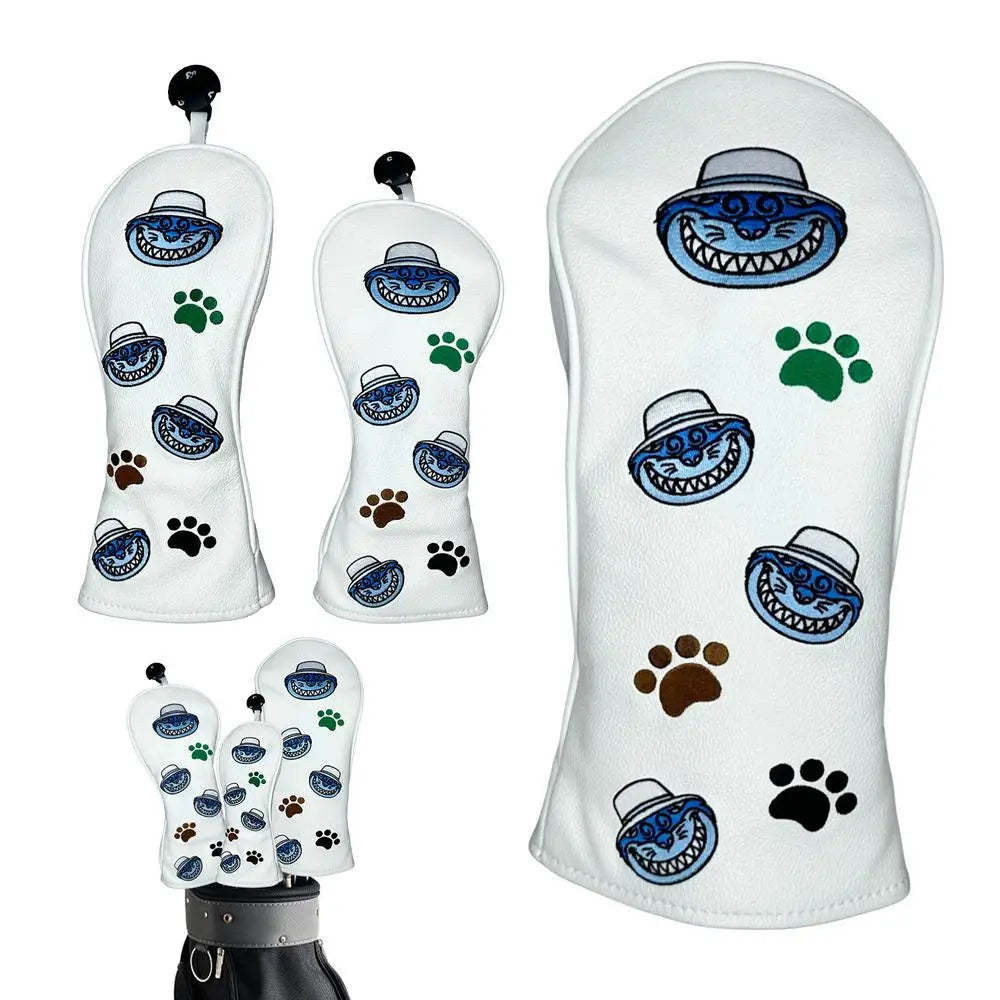Golf Club Headcover 3pcs Cute Cat Golf Wood Head Covers Waterproof Cute Cat Design Golf Club Wood Head Covers For Golf