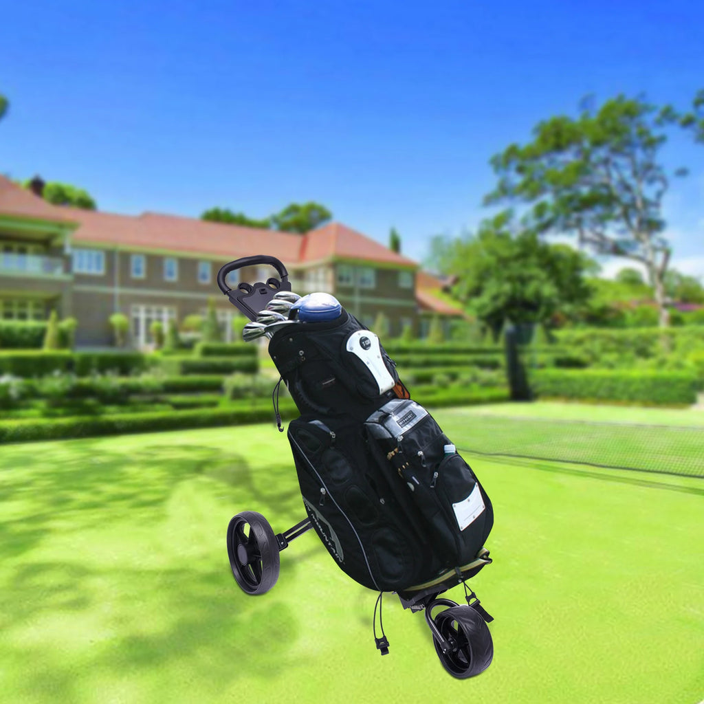 3 Wheel Foldable/Collapsible Golf Push Cart with Foot Brake Open and Close in ONE Second-Free Cup Holder Included