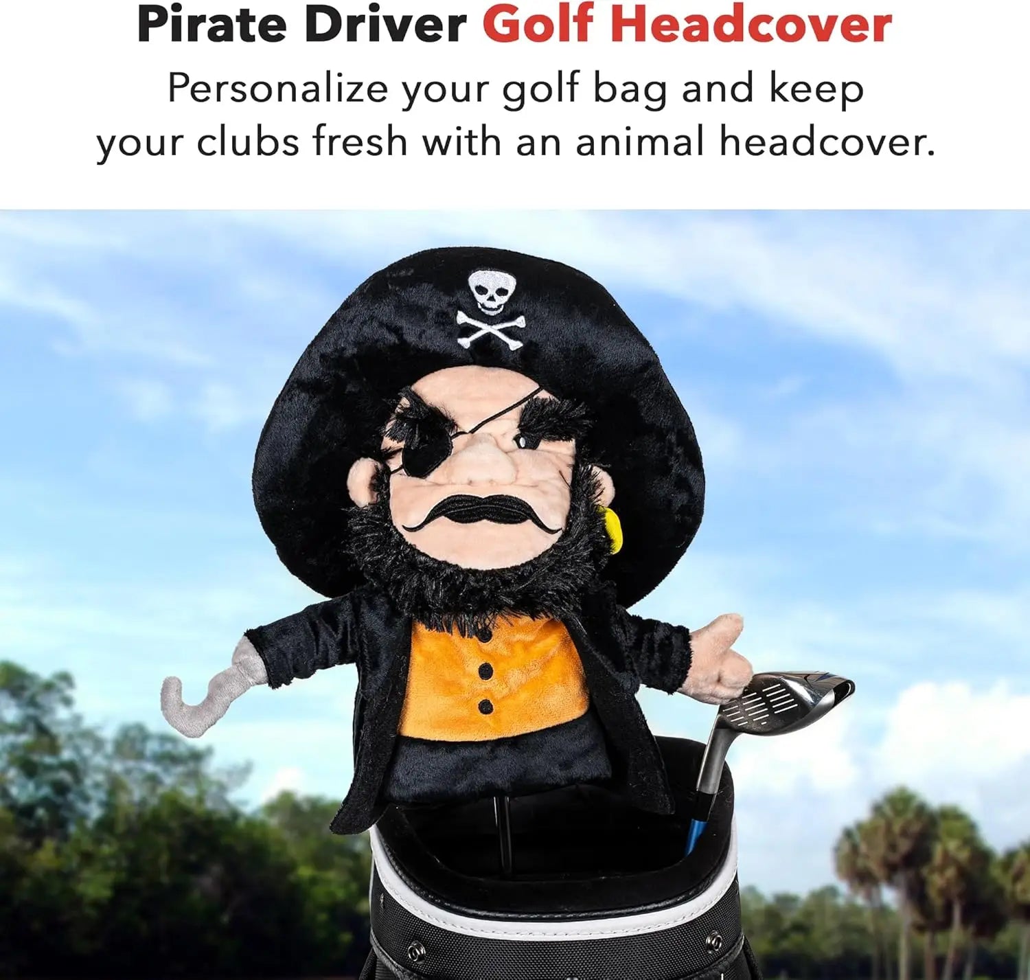 Premium Golf Driver Headcover for Men and Women - Funny Pirate Design, Stylish Club Protection