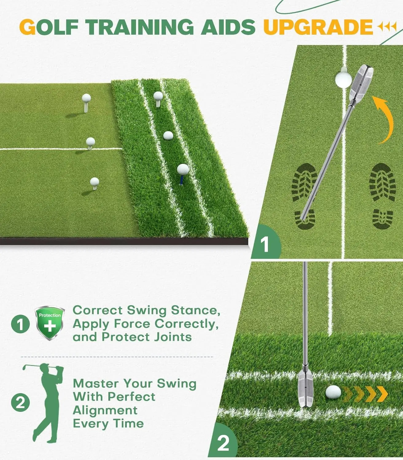 Upgraded 10MM 15MM Hitting Mat for Golf Swing Practice Alignment And Angle of Approach Aid Training Tool