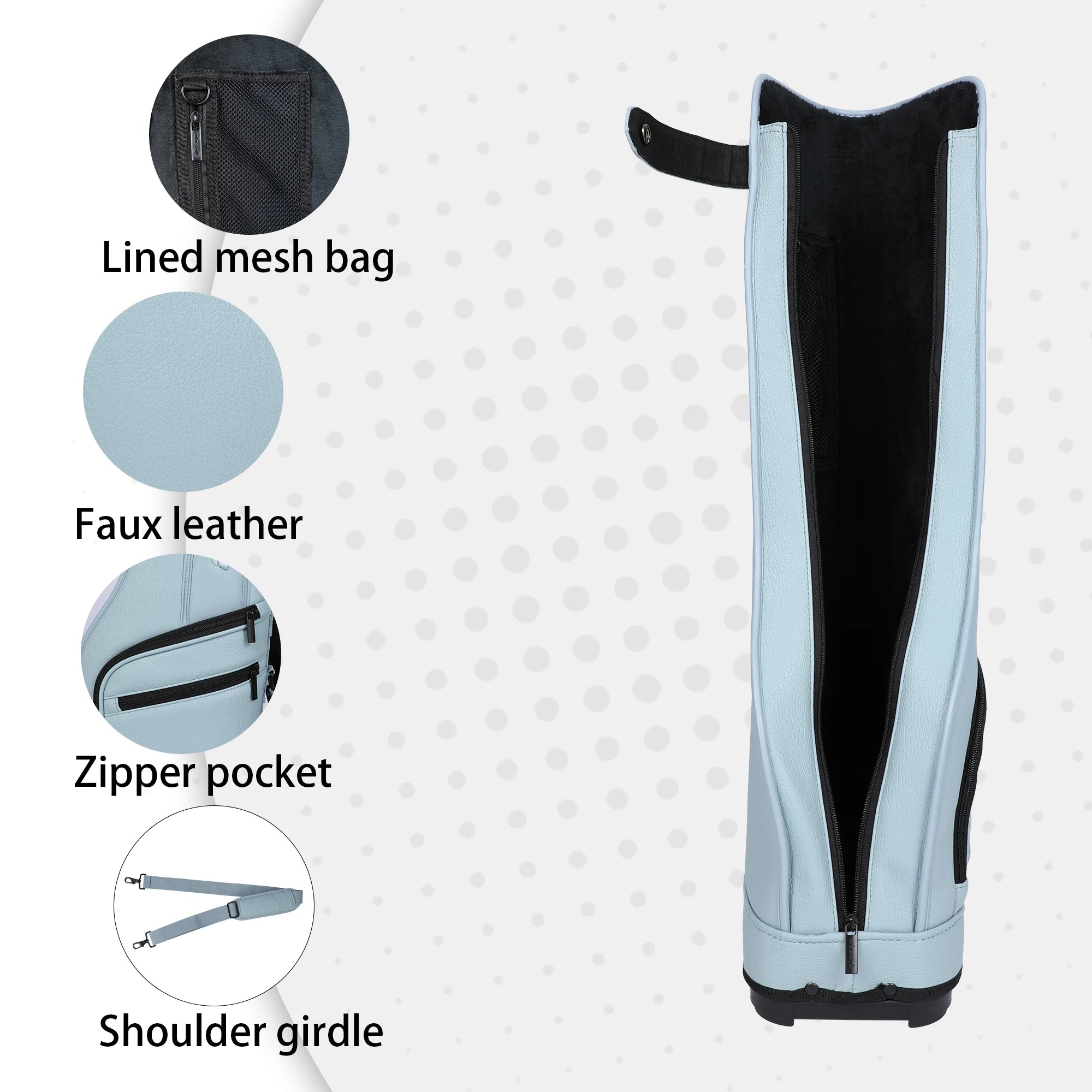 Small Park Golf Carry Bag, PU Women Men Lightweight Par3 Gofl Bag, Holds a Full Set of Clubs for Driving Range Practice with Sho
