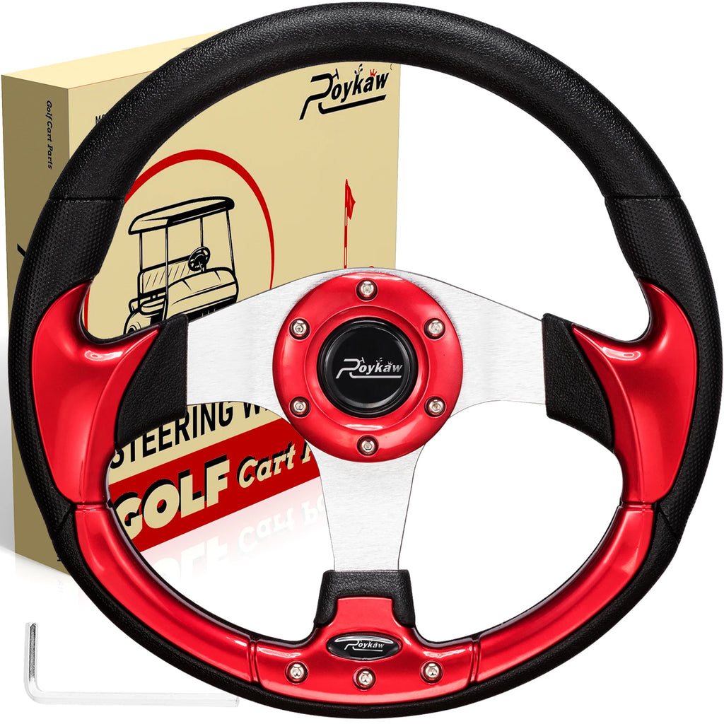 Roykaw Golf Cart Steering Wheel Fit for EZGO TXT/RXV, Club Car DS/Precedent/Tempo, Yamaha G29/Drive/Drive2 & Most Golf Carts