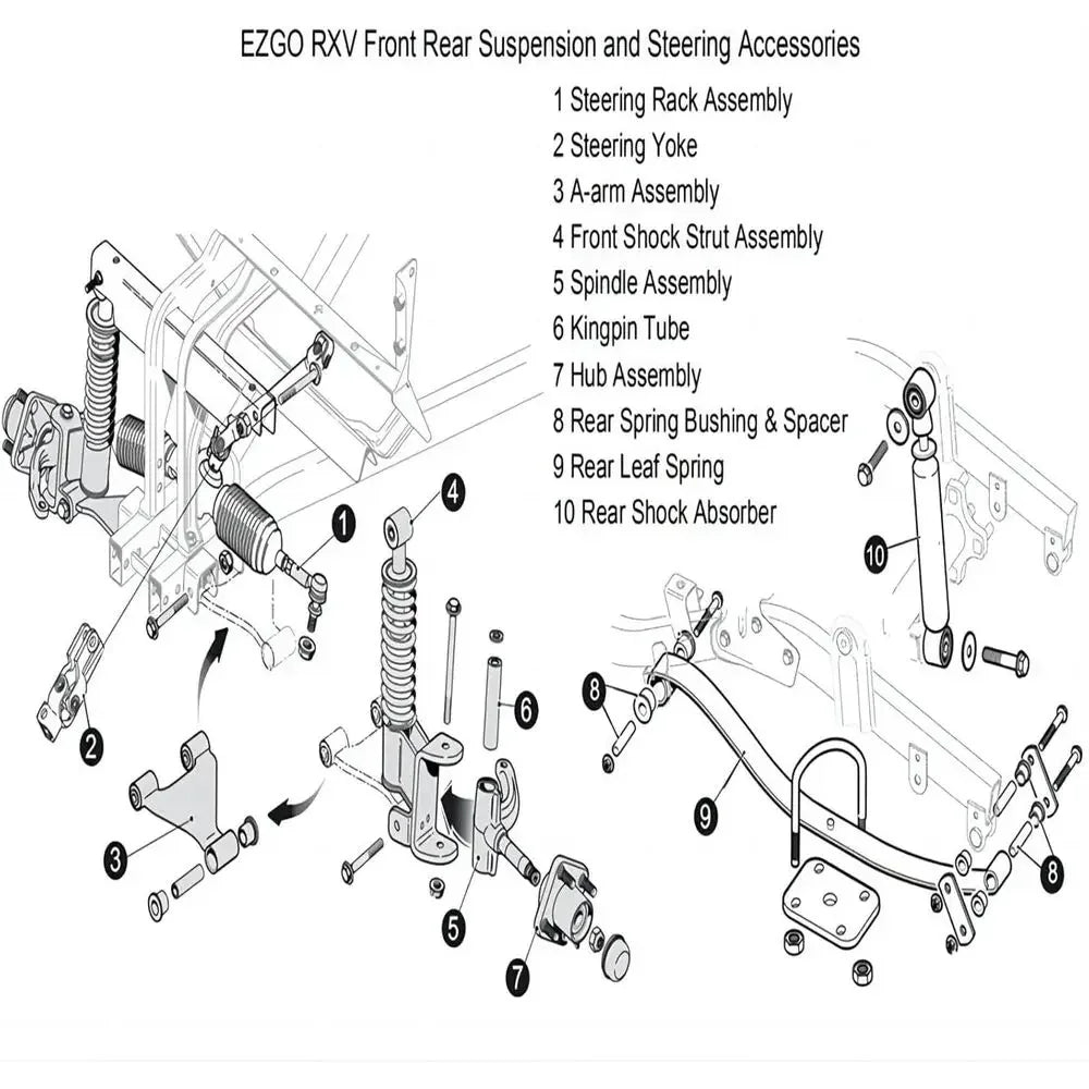 Rear Shock Absorber for 2008 Up Golf Carts, OEM 611724, 601246, 603024, Passenger and Driver Side Shock Strut Assembly