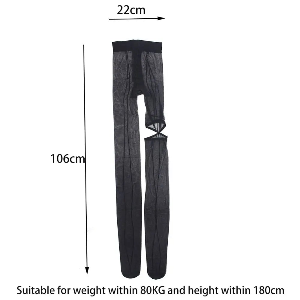 NEW Personality High Pantyhose Asymmetry Leggings Female Stockings Perspective Hollow Out Hottie Sexy Tights Girl