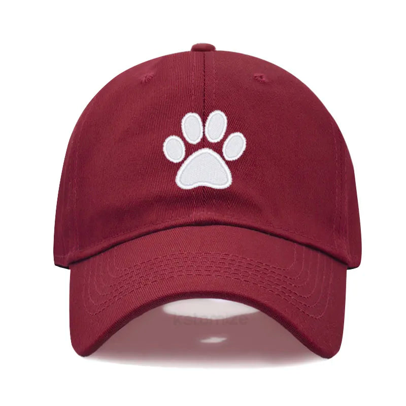 Dog Paw Embroidered Baseball Cap for Women Men Fashion Adjustable Washed Cotton Dad Hat Unisex Classic Golf Caps