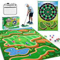 Golf Play Chipping Game 2-in-1 Golf Game Training Mat For Chipping Putting Darting Golf Game For Backyard Garden Activities For