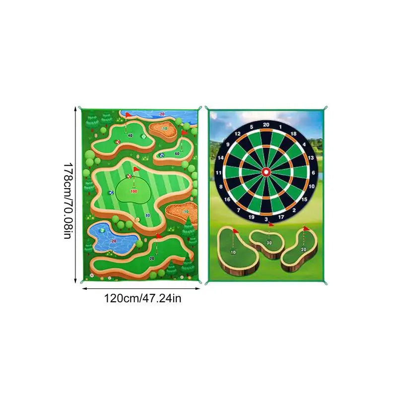 Golf Play Chipping Game 2-in-1 Golf Game Training Mat For Chipping Putting Darting Golf Game For Backyard Garden Activities For